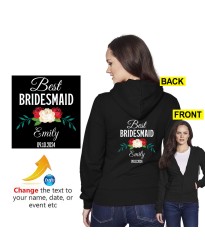 Best Bridesmaid Custom Wedding Date & Name Customised Floral Bridal Party Printed Adult Unisex Pullover Hoodie